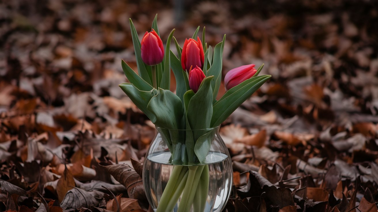 Tulipanes en agua fácilmente